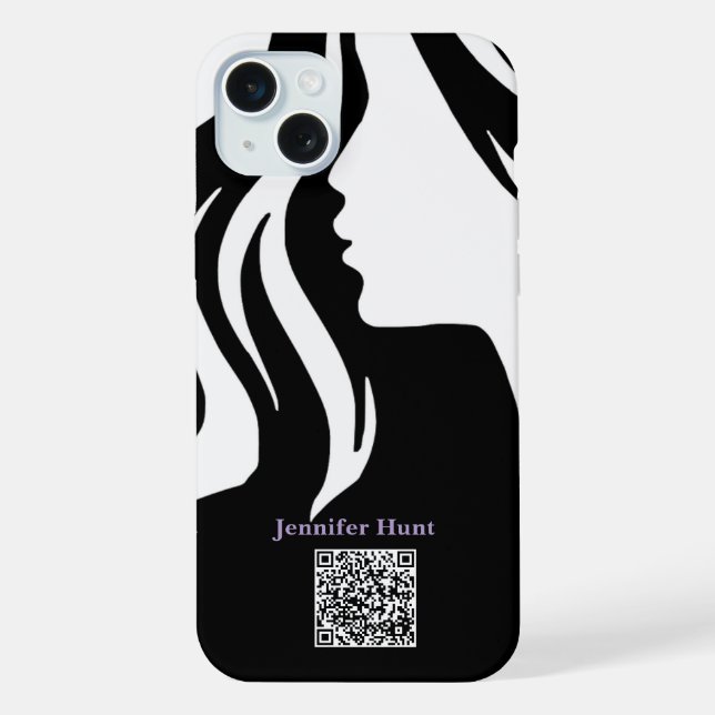 Funda Para iPhone Código QR Empleado Blanco y negro (Reverso )