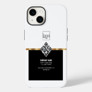 Funda Para iPhone 14 Código QR Profesional Logo Personalizado Negro Oro