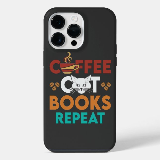 Funda Para iPhone Coffee Cat Books Repetir, Café leyendo Cat Lover (Reverso )