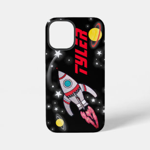 Funda Para iPhone 12 Mini Cohete espacial de 5 letras chicos negro rojo