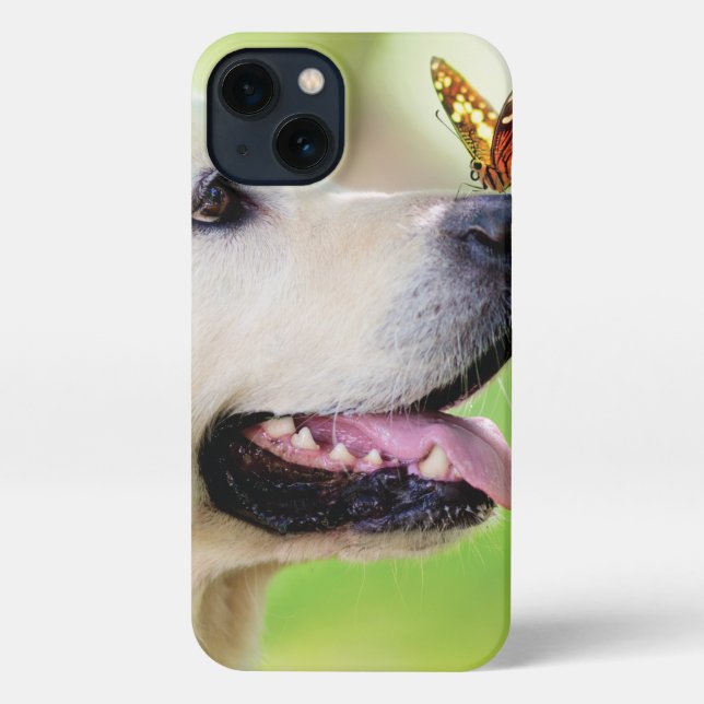 Funda Para iPhone Cojín decorativo De Labrador Y Mariposa (Reverso )