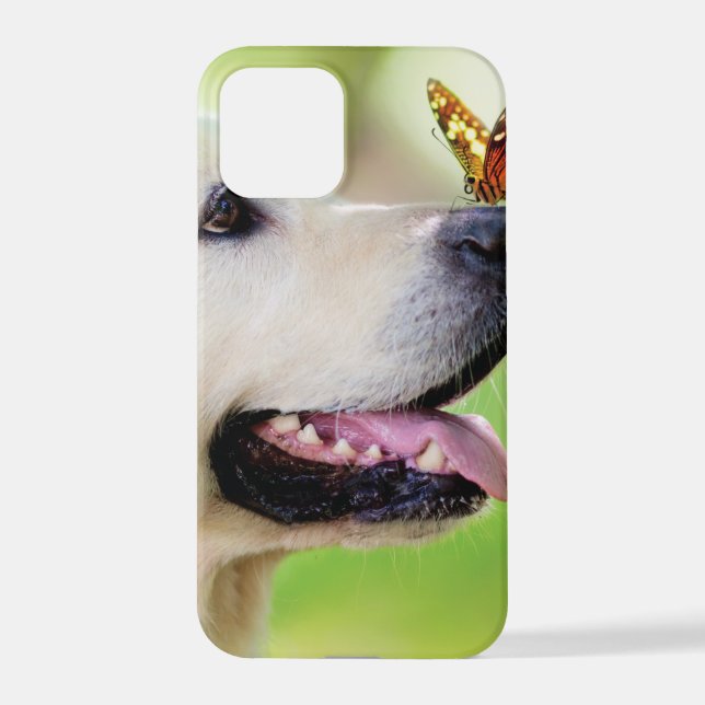 Funda Para iPhone Cojín decorativo De Labrador Y Mariposa (Reverso )