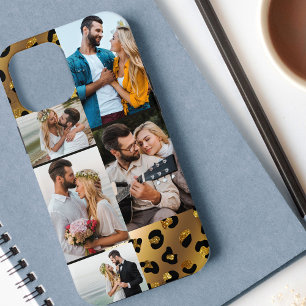 Funda Para iPhone 12 Pro Max Colage de 5 fotos con estampado de animal negro do