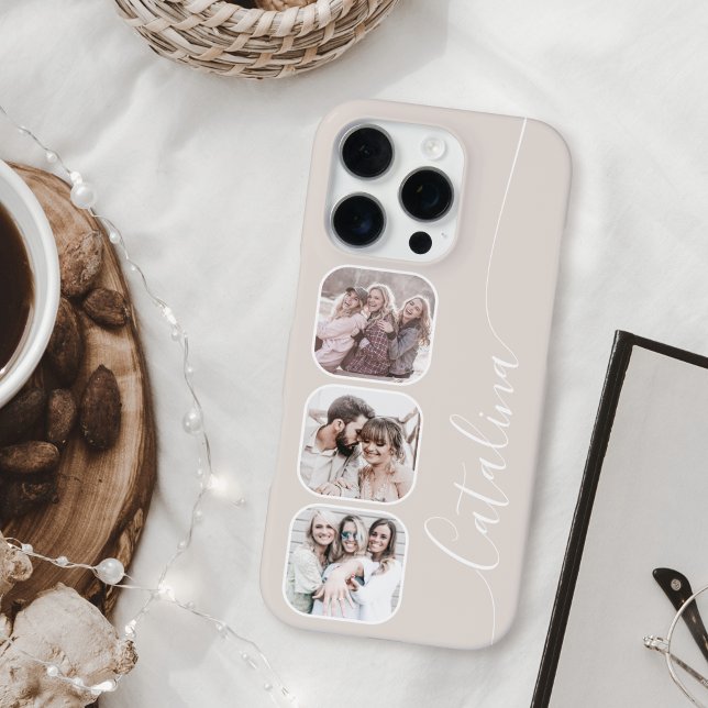 Funda Para iPhone Colaje de Fotos Personalizado Beige (Subido por el creador)