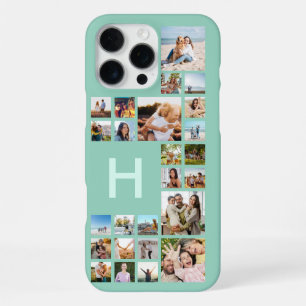 Funda Para iPhone 16 Pro Max Colaje de Fotos Personalizado Moderno con Monogram