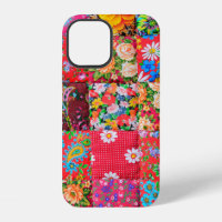 Colcha de patchwork hecha a mano con patrón floral