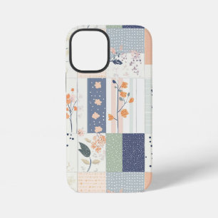 Funda Para iPhone 12 Mini Colcha floral escandinava en rosa y azul