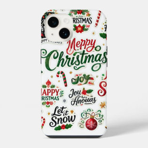 Funda Para iPhone 14 Colección de pegatinas navideñas festivas - H capr