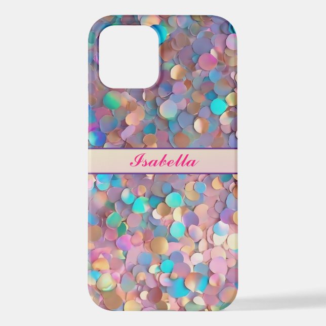 Funda Para iPhone Colección holográfica moderna de Opal purpurina (Reverso )