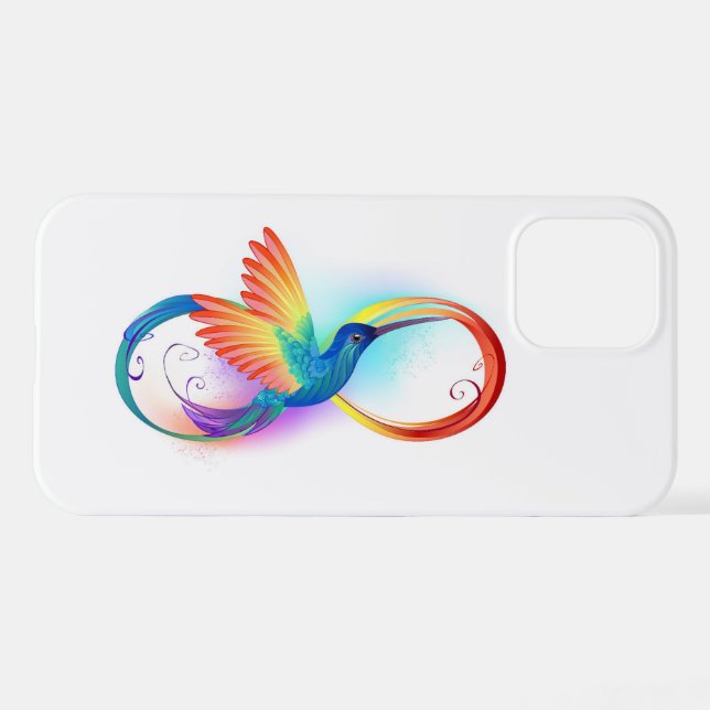 Funda Para iPhone Colibrí arcoiris con símbolo Infinity (Reverso Horizontal)