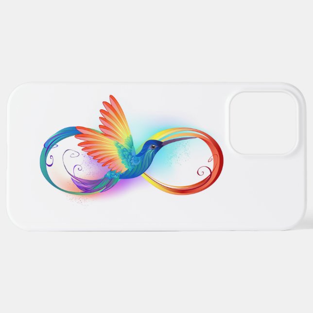 Funda Para iPhone Colibrí arcoiris con símbolo Infinity (Reverso Horizontal)