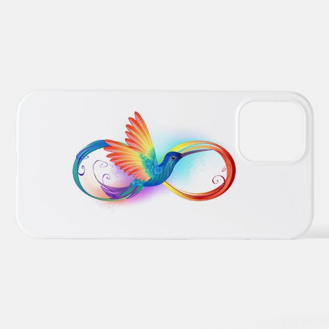 Funda Para iPhone Colibrí arcoiris con símbolo Infinity (Reverso Horizontal)