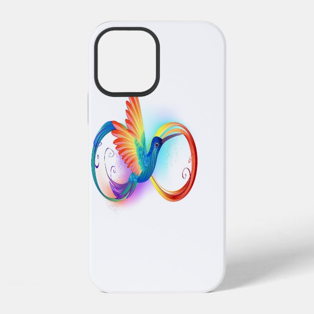 Funda Para iPhone Colibrí arcoiris con símbolo Infinity (Reverso )