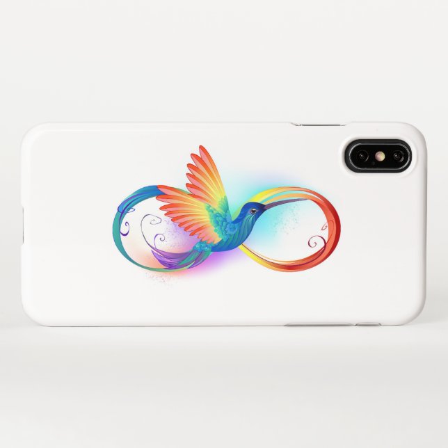 Funda Para iPhone Colibrí arcoiris con símbolo Infinity (Reverso horizontal)