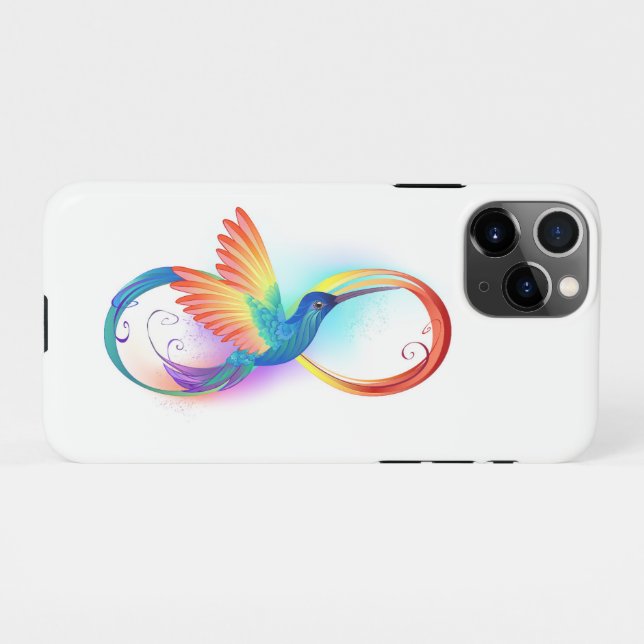 Funda Para iPhone Colibrí arcoiris con símbolo Infinity (Reverso horizontal)