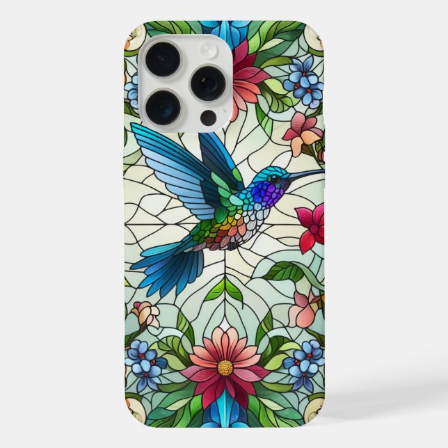 Funda Para iPhone Colibrí elegante con efecto de vidrio manchado (Reverso )