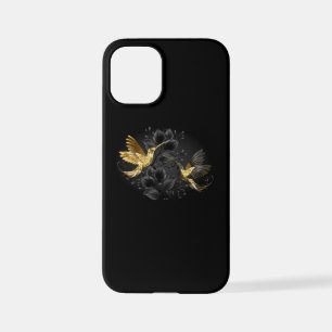 Funda Para iPhone 12 Mini Colibrí negro y dorado