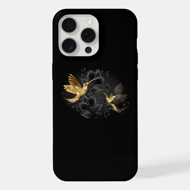 Funda Para iPhone Colibrí negro y dorado (Reverso )