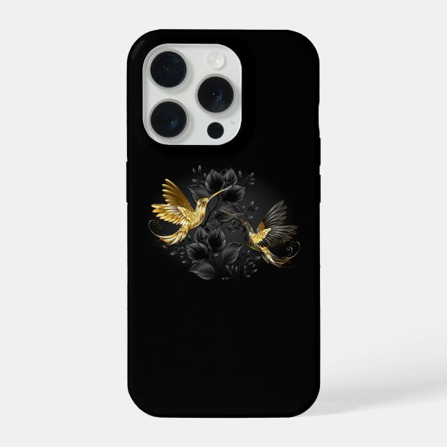Funda Para iPhone Colibrí negro y dorado (Reverso )