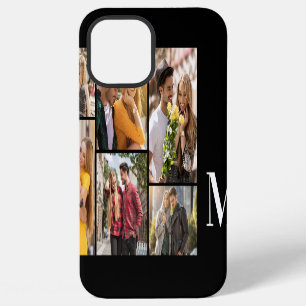 Funda Para iPhone 12 Pro Max Collage de 6 fotos horizontales negro y blanco con