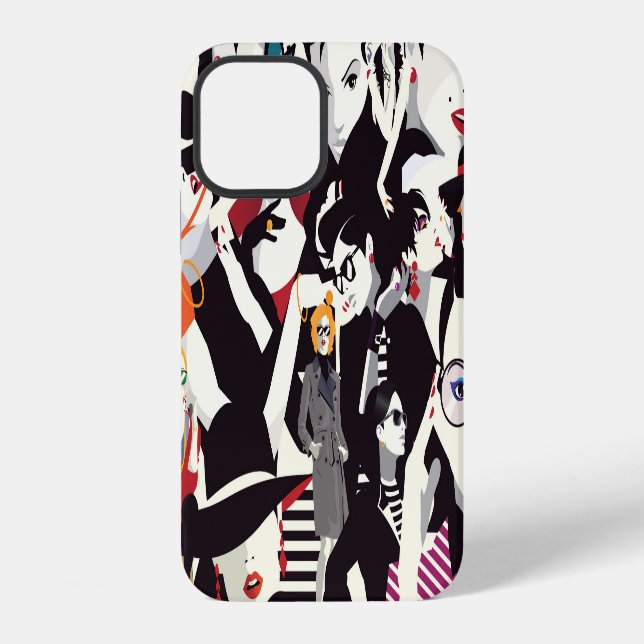 Funda Para iPhone Collage de chicas de moda: arte pop (Reverso )