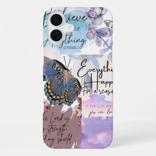 Funda Para iPhone 16 Plus Collage de citas en pastel 
