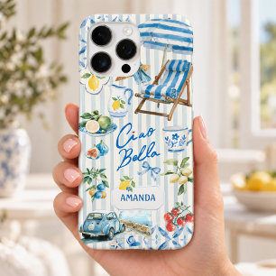Funda Para iPhone 16 Pro Max Collage de cítrico turquesa azul mediterráneo