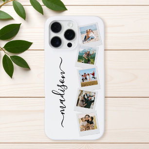 Funda Para iPhone 16 Pro Max Collage de Fotos con Monograma Moderno Nombre 5