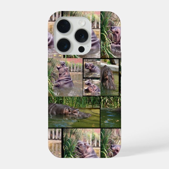 Funda Para iPhone Collage de fotos de hipopótamo,  (Reverso )