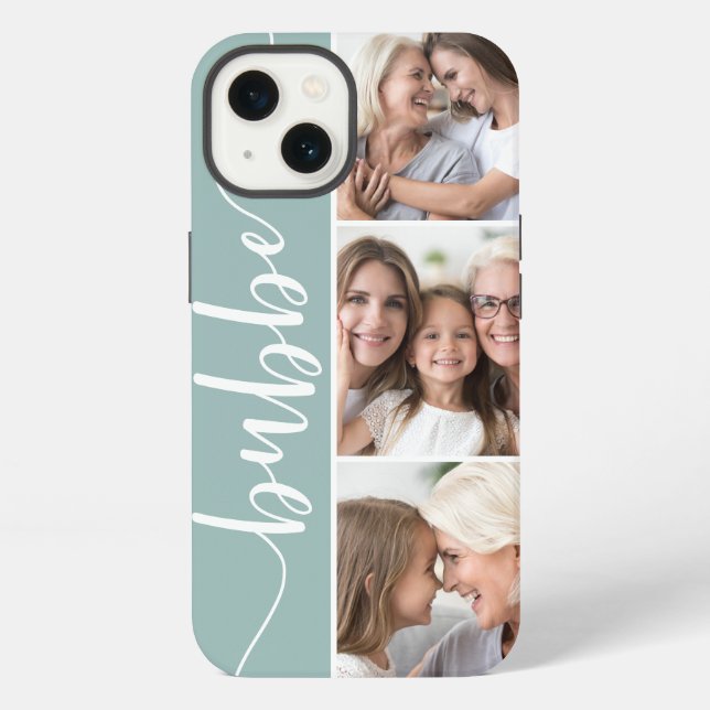 Funda Para iPhone Collage de fotos de la abuela con Bubbe Script (Reverso )