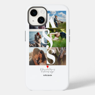 Funda Para iPhone 14 Collage de fotos de parejas de amor Monograma pers