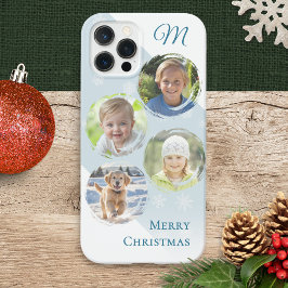 Funda Para iPhone 12 Pro Collage de fotos familiar navidades Monogramado