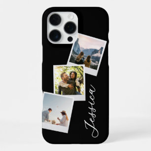 Funda Para iPhone 16 Pro Max Collage de Fotos Instantáneas Retro con Monograma