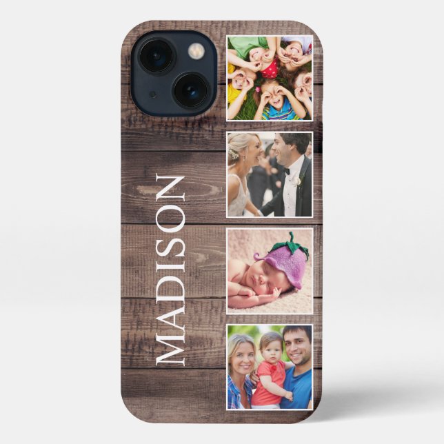 Funda Para iPhone Collage de fotos personalizado Familia Rustic Farm (Reverso )