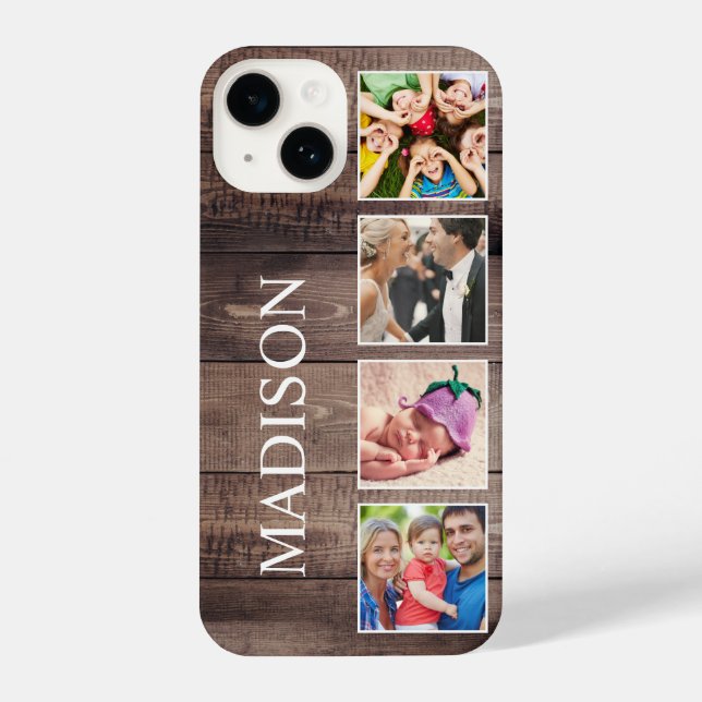 Funda Para iPhone Collage de fotos personalizado Familia Rustic Farm (Reverso )