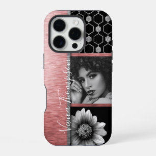 Funda Para iPhone 16 Pro Collage de fotos Silver y Rosa Gold - Lo Personali
