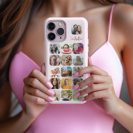 Funda Para iPhone 16 Pro Max Collage de fotos y monograma rosa Girly Pastel