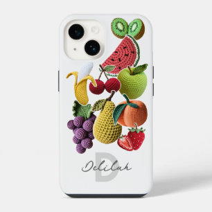 Funda Para iPhone 14 Collage de frutas de ganchillo artístico arcoíris 