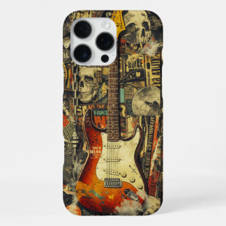 Funda Para iPhone 16 Pro Max Collage de guitarra de rock para fanáticos del roc