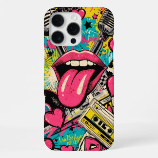 Funda Para iPhone 16 Pro Max Collage de música pop divertida retro para amantes