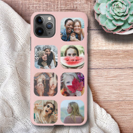 Funda Para iPhone 11Pro Max Collage de plantillas de Rosa Gold 7 Photo Square