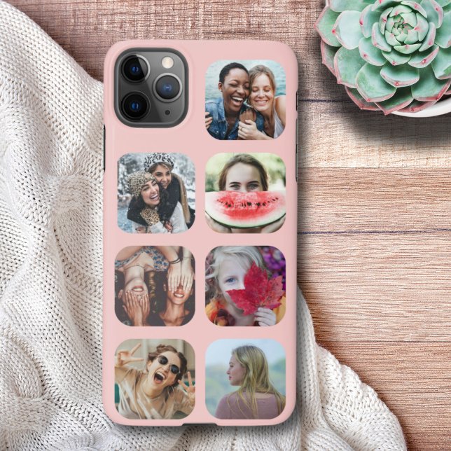 Funda Para iPhone Collage de plantillas de Rosa Gold 7 Photo Square (Subido por el creador)