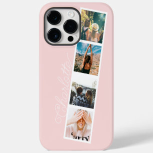 Funda Para iPhone 14 Pro Max Collage de rejilla de 4 fotos modernas con nombre