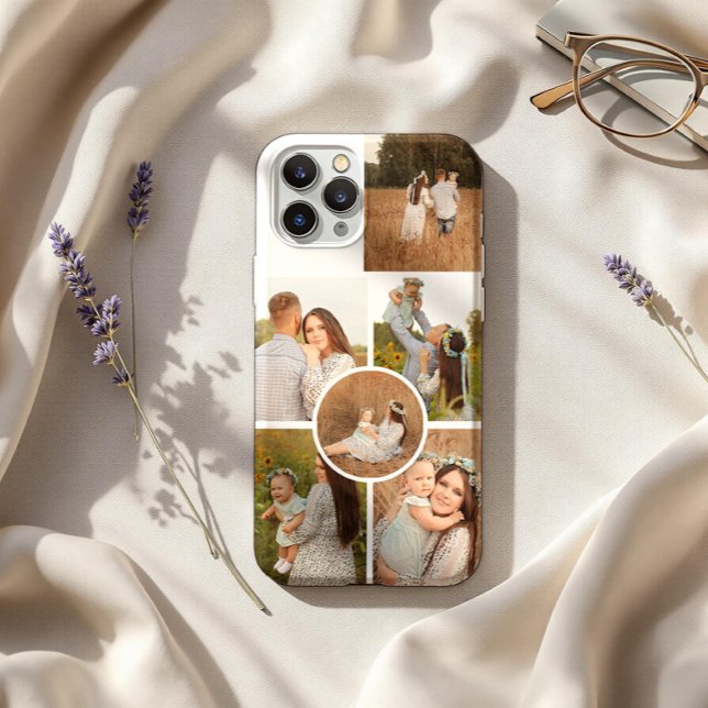 Funda Para iPhone Collage de seis fotos personalizadas modernas (Subido por el creador)