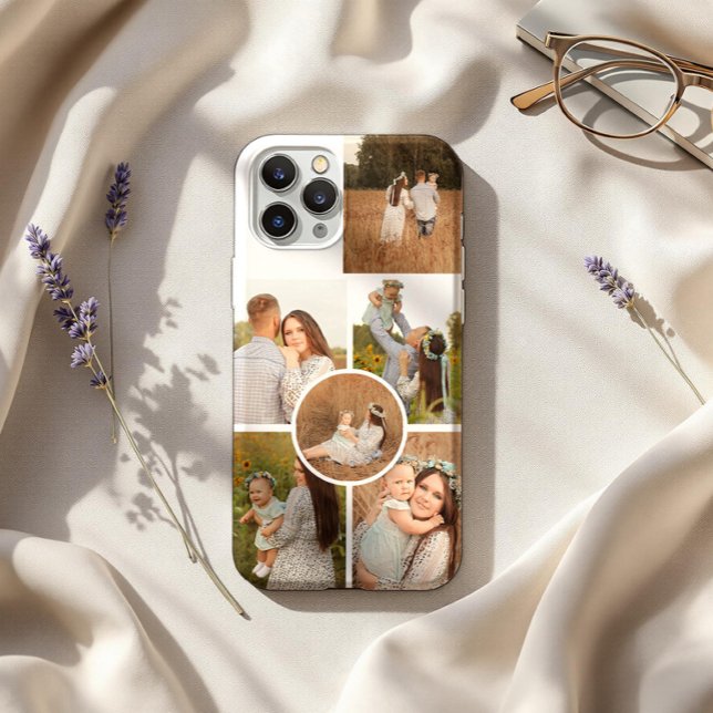Funda Para iPhone Collage de seis fotos personalizadas modernas (Subido por el creador)