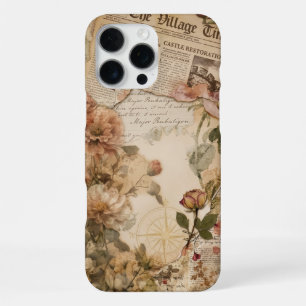 Funda Para iPhone 16 Pro Max Collage Floral de Periódico de Academia Oscura Vin