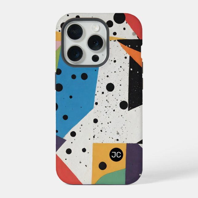 Funda Para iPhone Collage Paper Black Dots (Reverso )