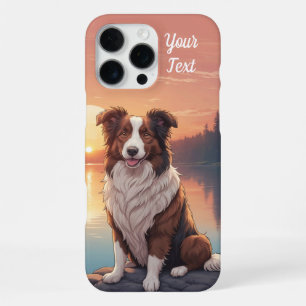 Funda Para iPhone 16 Pro Max Collie de la frontera roja y blanca a orillas del