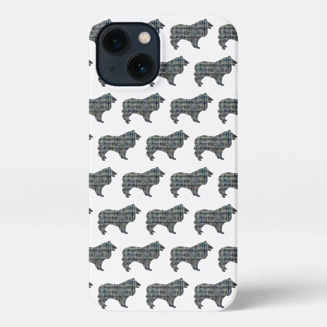 Funda Para iPhone Collie Rough Dog Cute Silhouette Blue (Reverso )