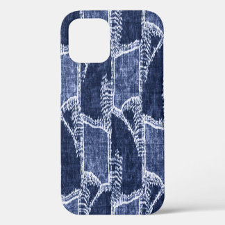 Funda Para iPhone 12 Colocación índigo: Elegancia chequera texturizada